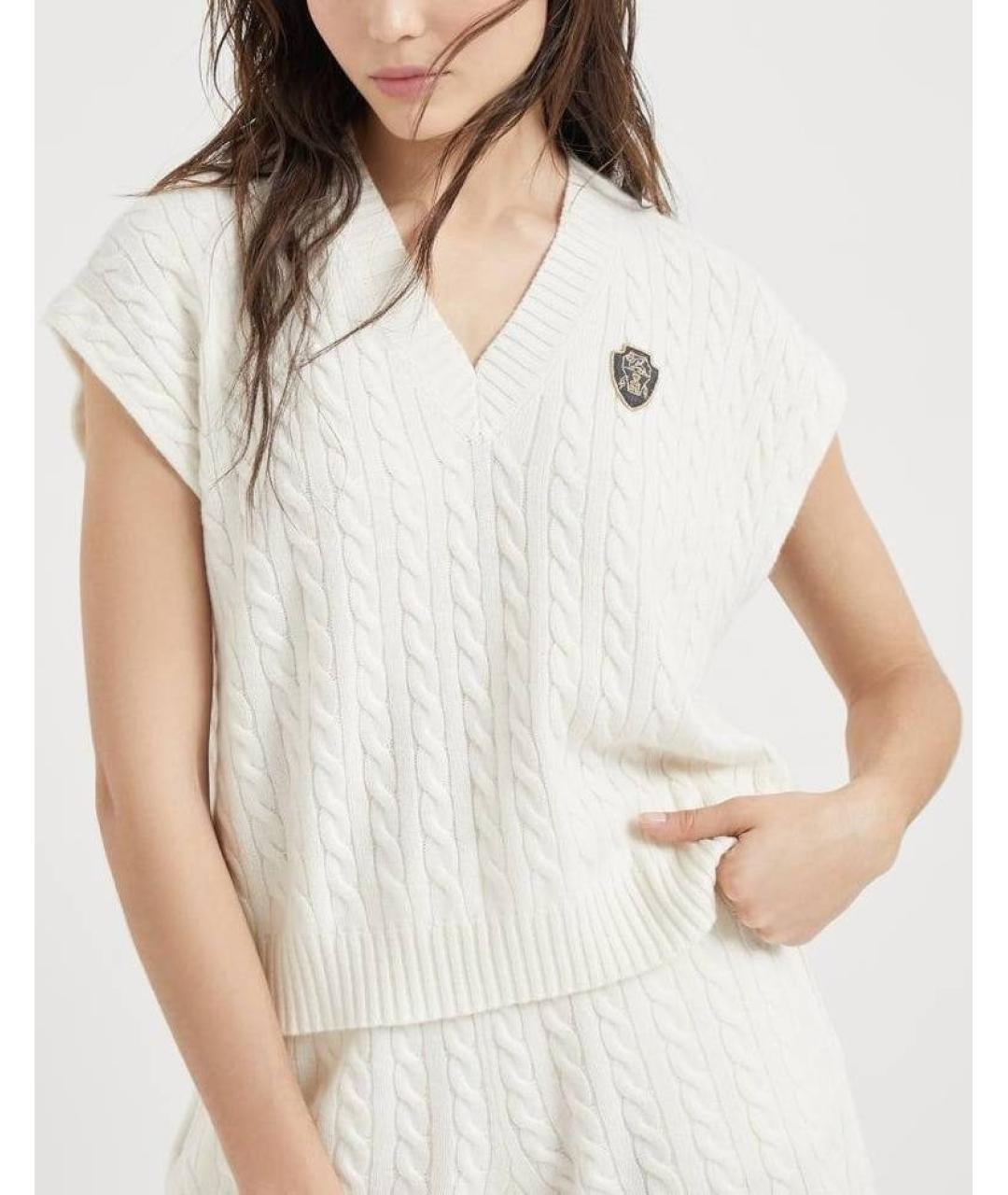 BRUNELLO CUCINELLI Белая кашемировая жилетка, фото 5