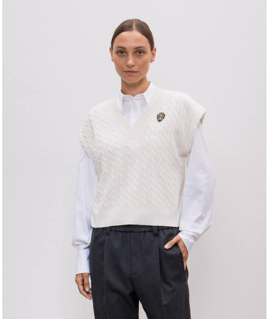 BRUNELLO CUCINELLI Белая кашемировая жилетка, фото 4