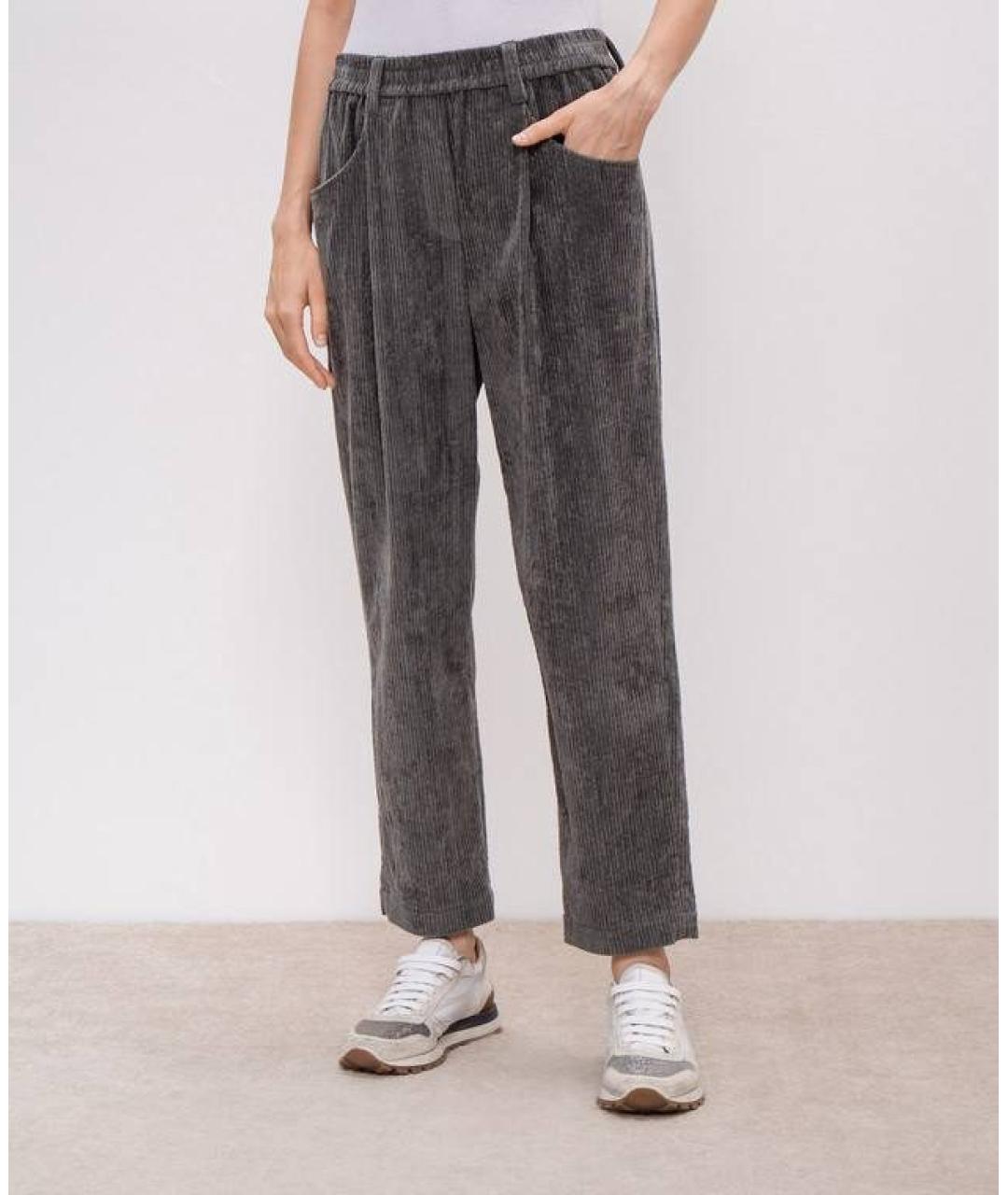 BRUNELLO CUCINELLI Серые прямые брюки, фото 4