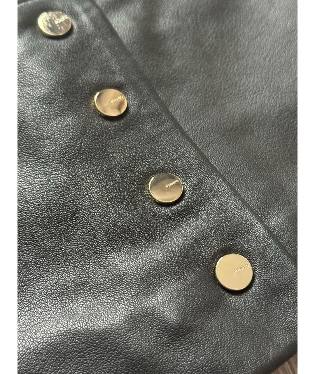 PINKO Черная кожаная юбка мини, фото 4