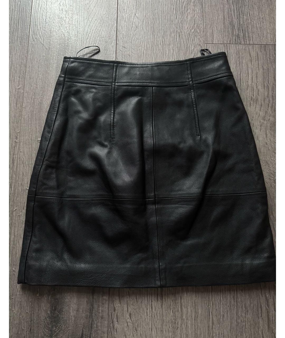 PINKO Черная кожаная юбка мини, фото 2