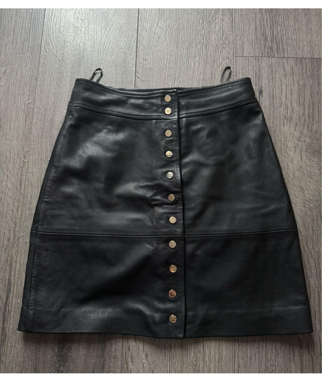 PINKO Черная кожаная юбка мини, фото 6