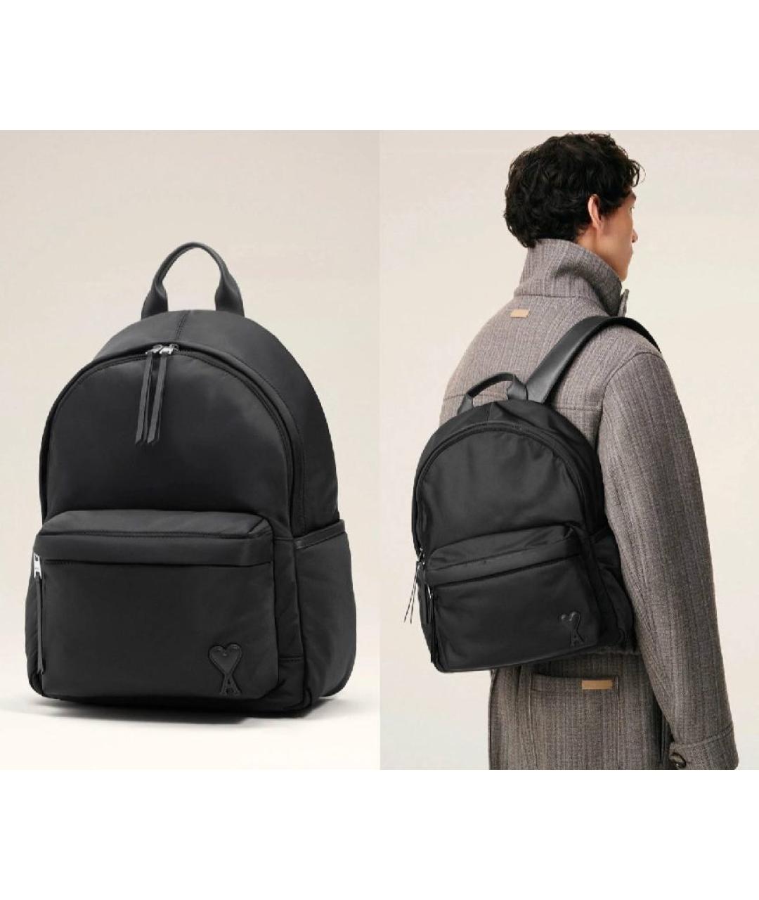 AMI ALEXANDRE MATTIUSSI Черный тканевый рюкзак, фото 4