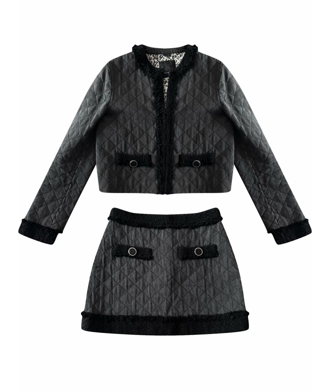 PINKO Антрацитовый хлопковый костюм с юбками, фото 1
