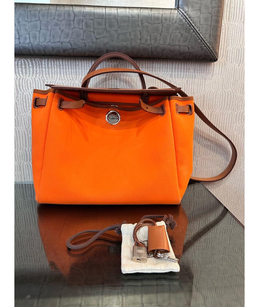 HERMES Оранжевая кожаная сумка через плечо, фото 9