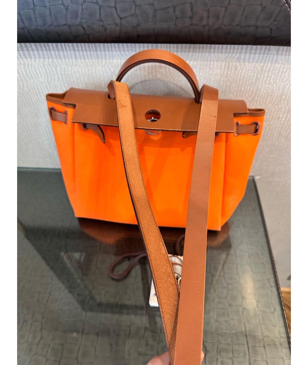 HERMES Оранжевая кожаная сумка через плечо, фото 3