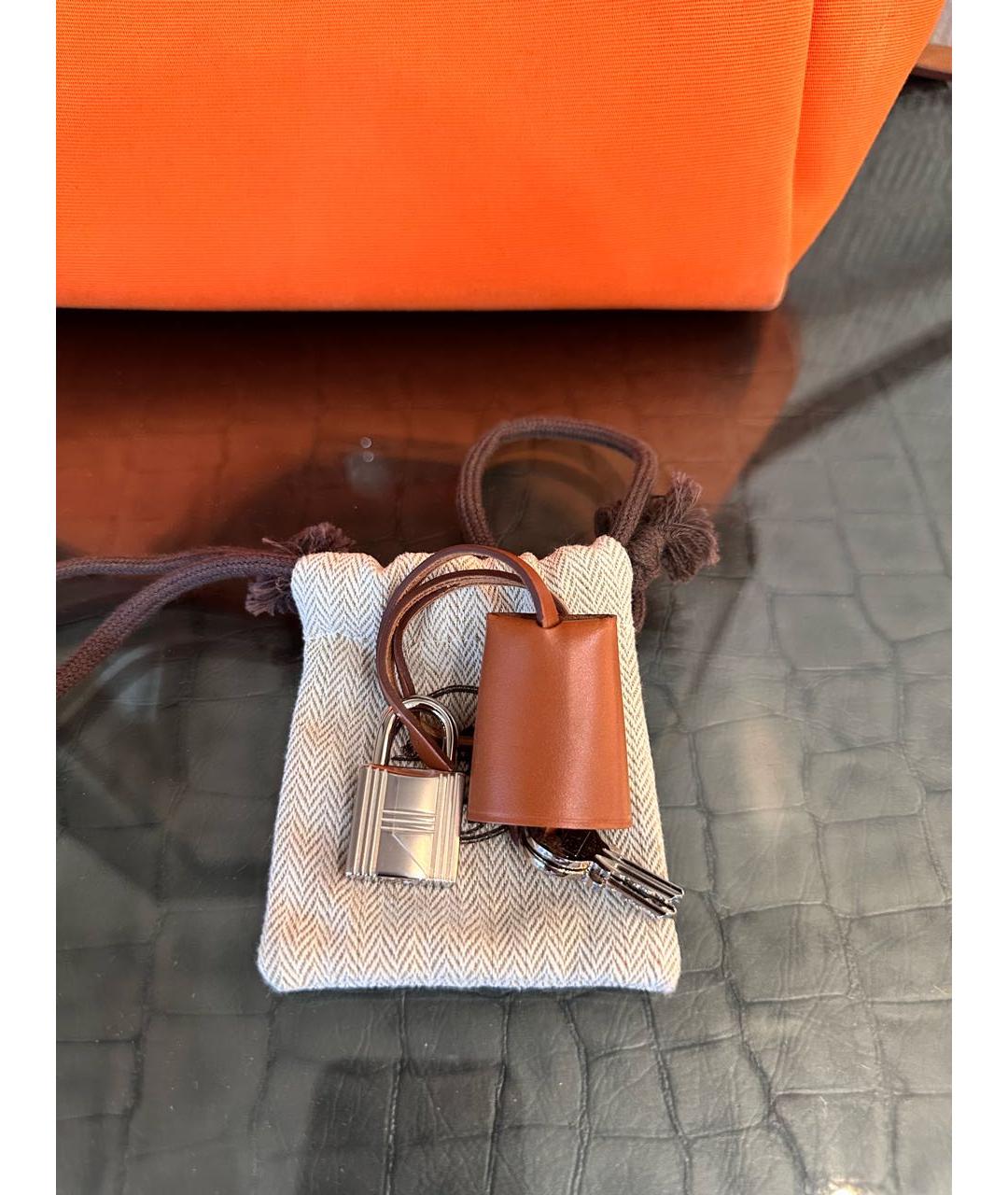 HERMES Оранжевая кожаная сумка через плечо, фото 8