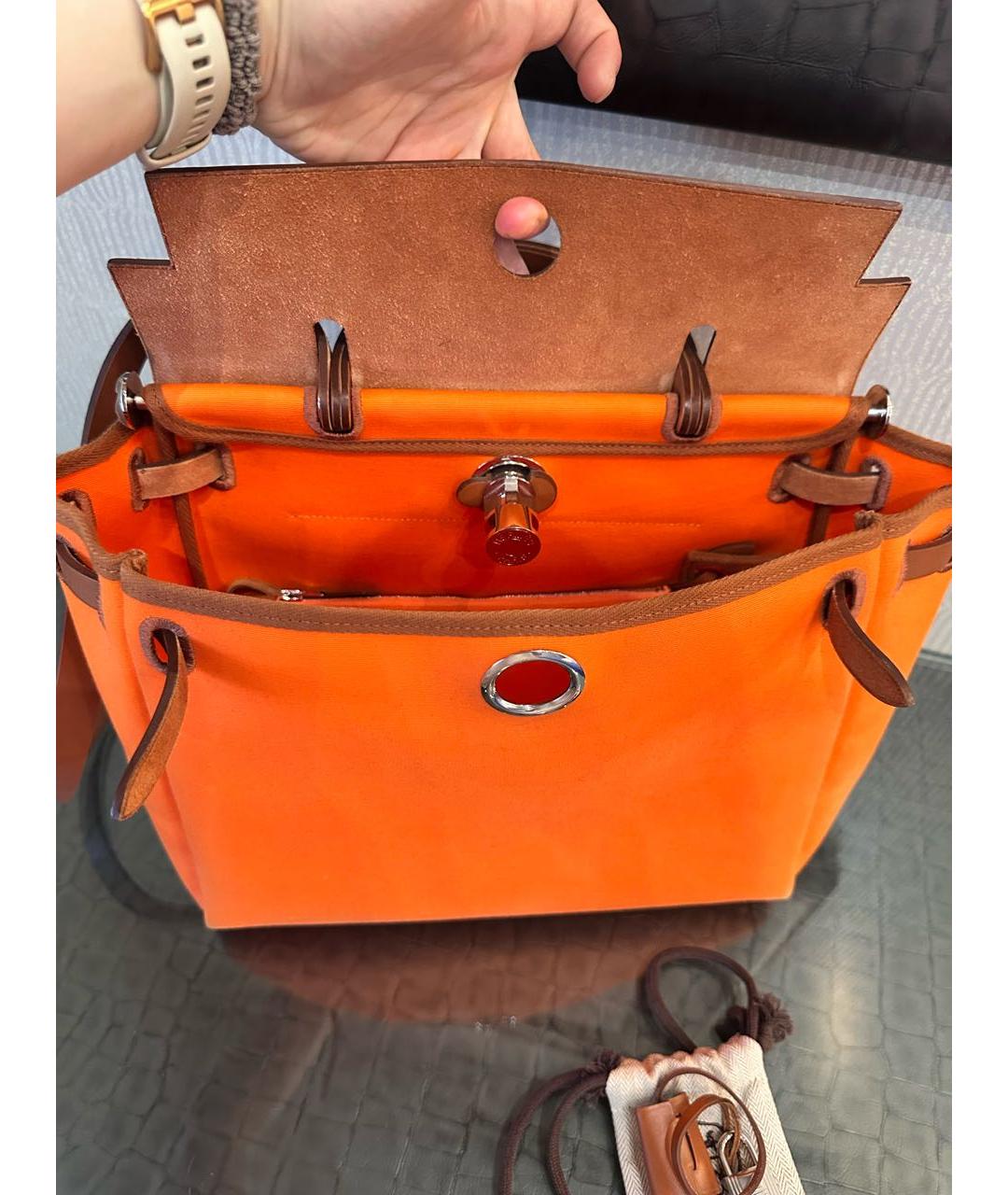 HERMES Оранжевая кожаная сумка через плечо, фото 7