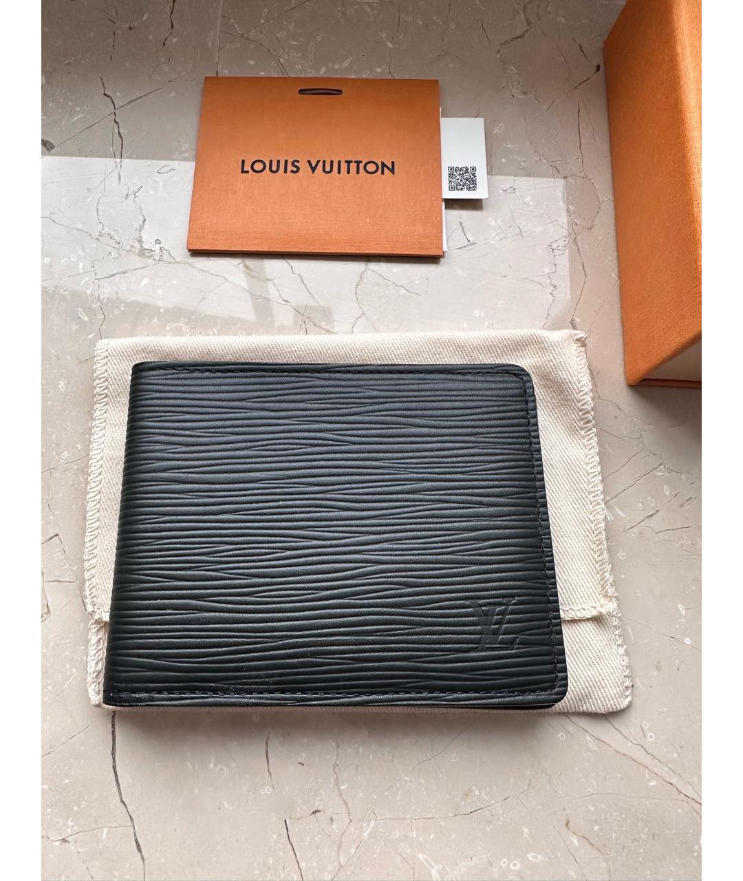 LOUIS VUITTON Черный кожаный кошелек, фото 6