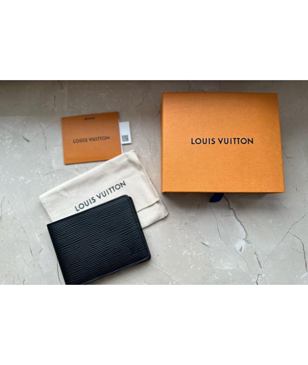 LOUIS VUITTON Черный кожаный кошелек, фото 2