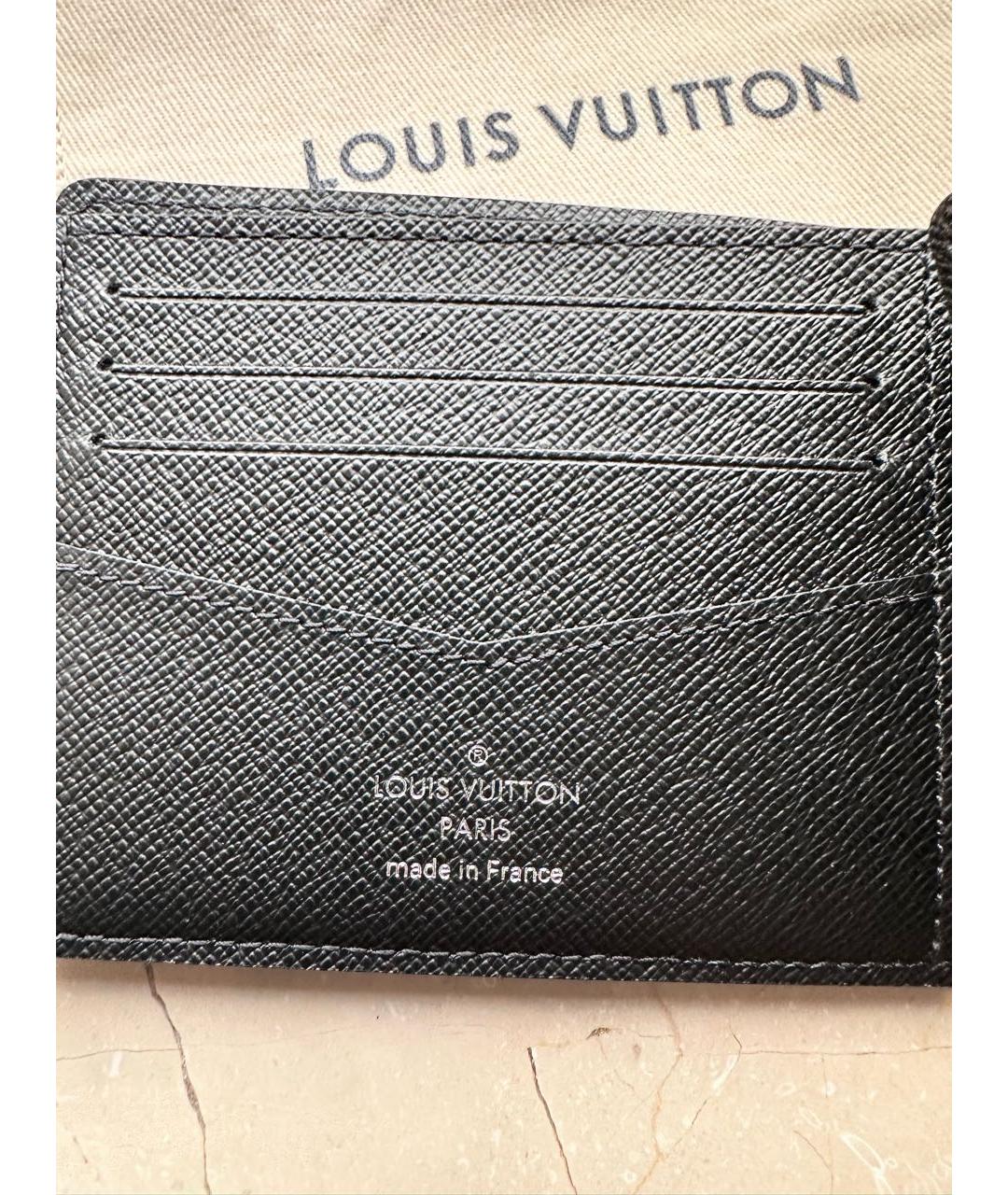 LOUIS VUITTON Черный кожаный кошелек, фото 5