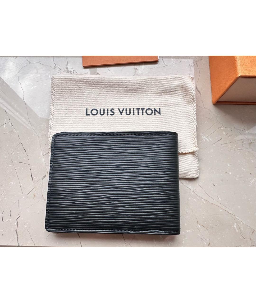 LOUIS VUITTON Черный кожаный кошелек, фото 3