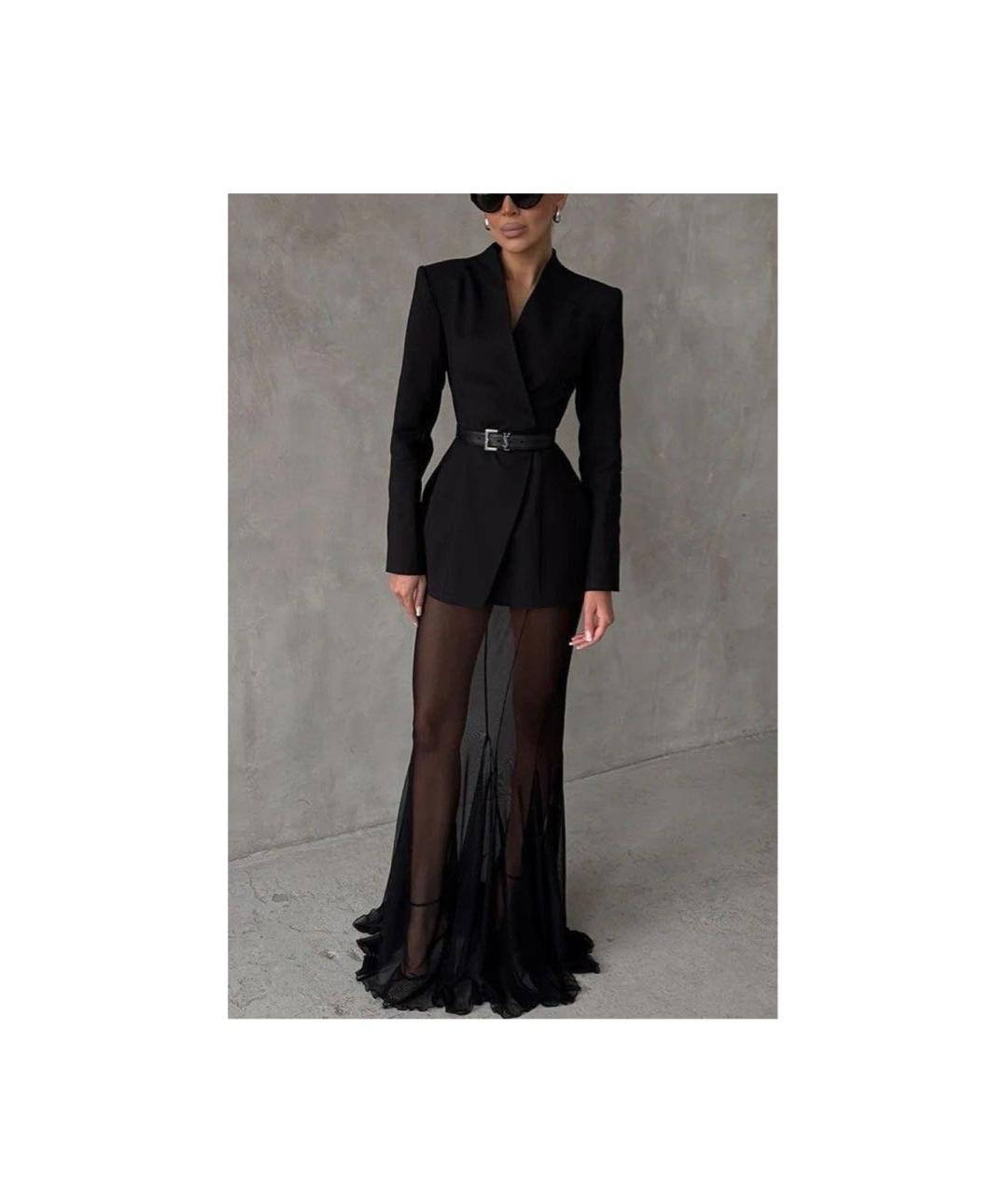 SAINT LAURENT Черная шифоновая юбка макси, фото 4