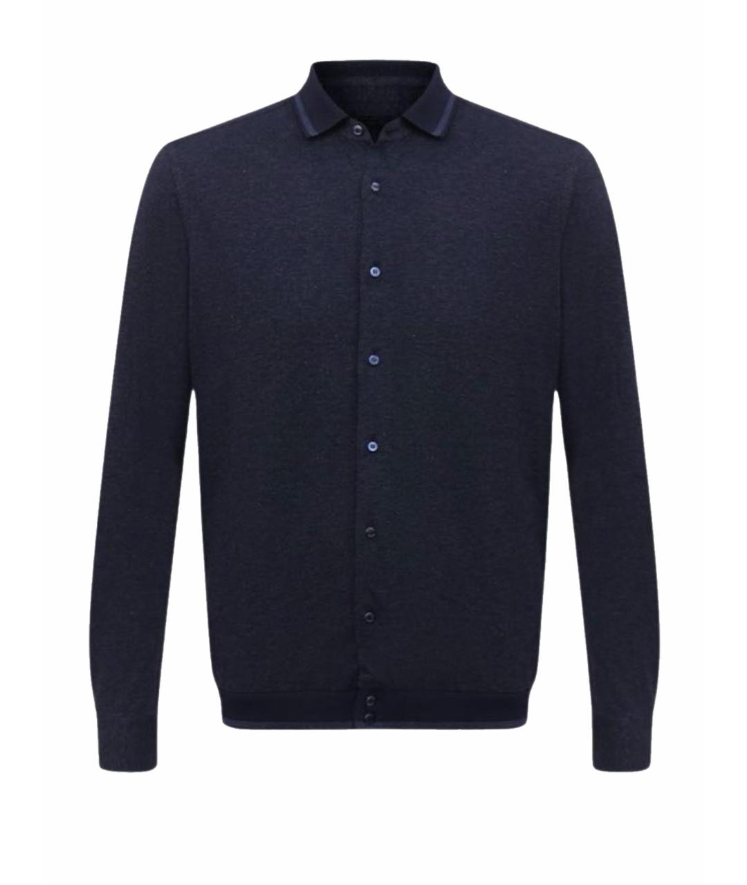 ZILLI Темно-синяя кашемировая кэжуал рубашка, фото 1
