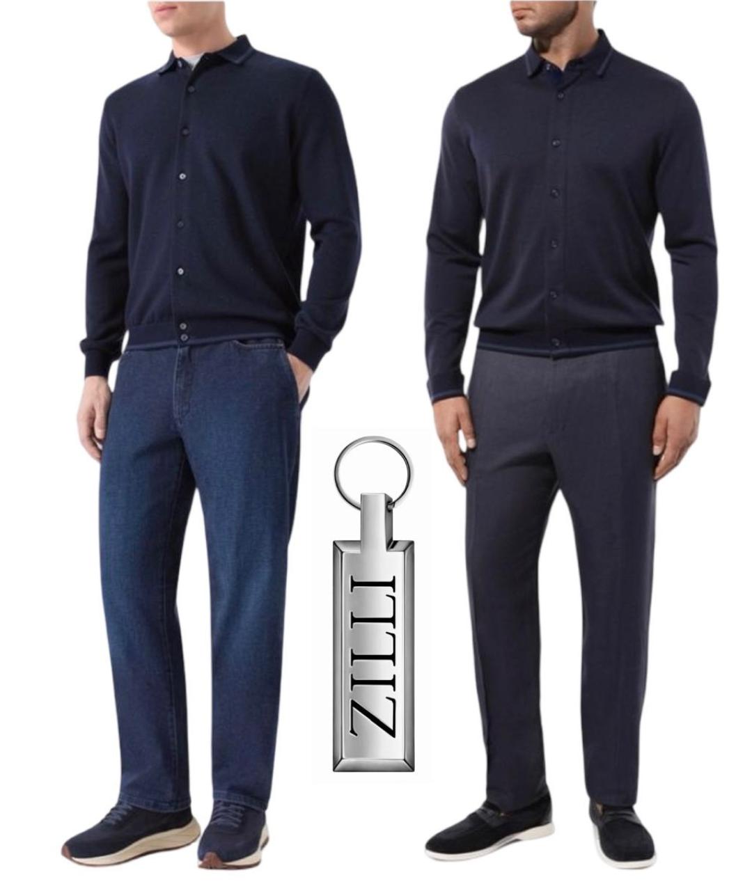 ZILLI Темно-синяя кашемировая кэжуал рубашка, фото 2