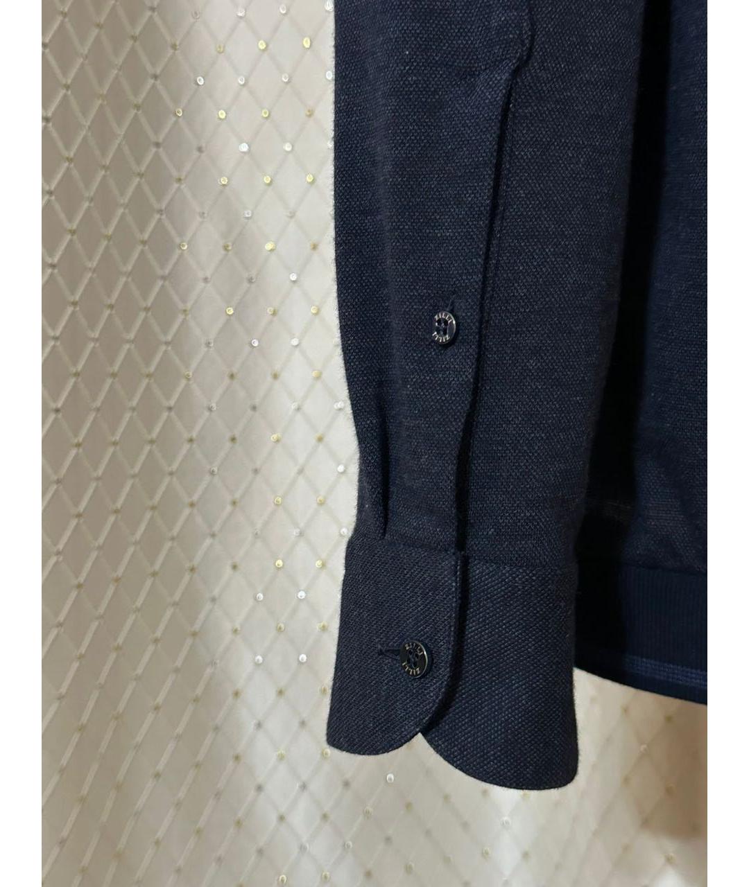 ZILLI Темно-синяя кашемировая кэжуал рубашка, фото 6