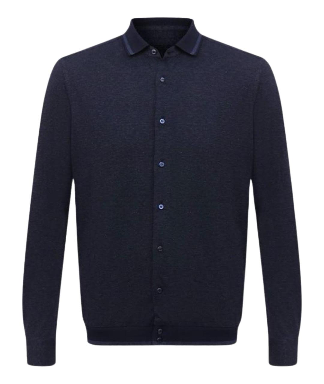 ZILLI Темно-синяя кашемировая кэжуал рубашка, фото 1