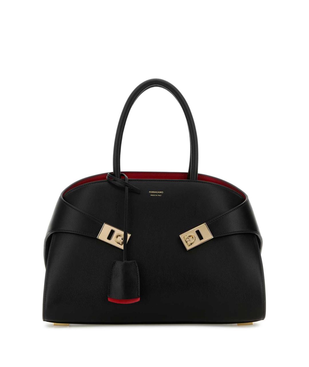 FERRAGAMO Черная кожаная сумка тоут, фото 1