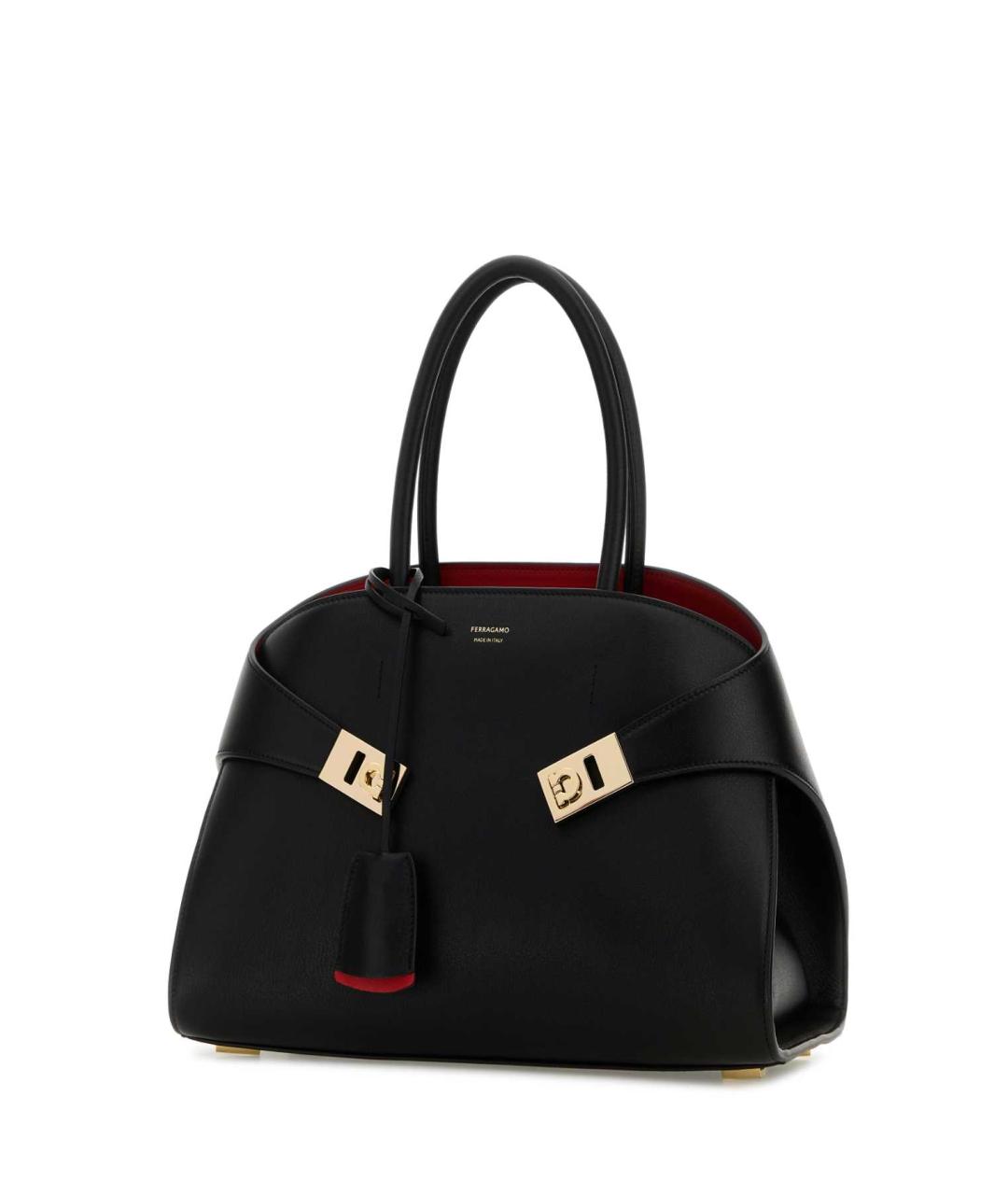 FERRAGAMO Черная кожаная сумка тоут, фото 2