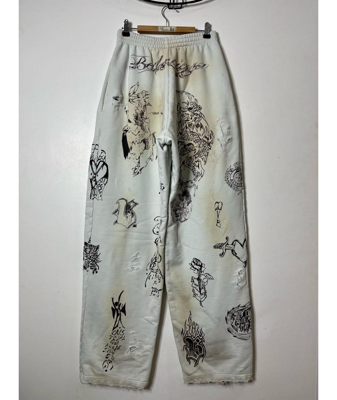 BALENCIAGA Белые хлопковые брюки широкие, фото 2