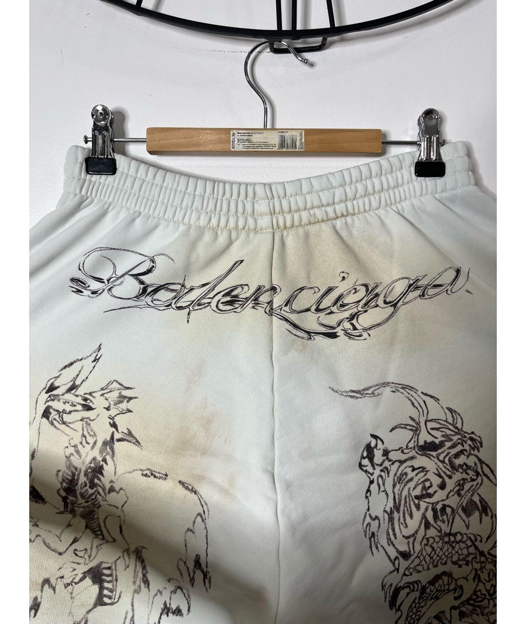 BALENCIAGA Белые хлопковые брюки широкие, фото 7