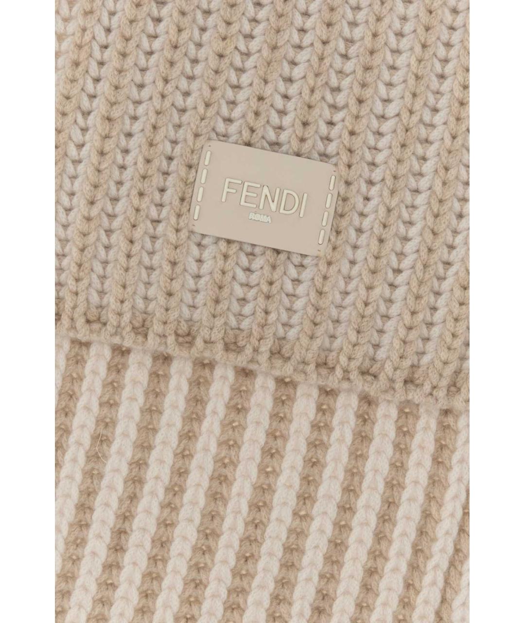 FENDI Бежевый шерстяной шарф, фото 2