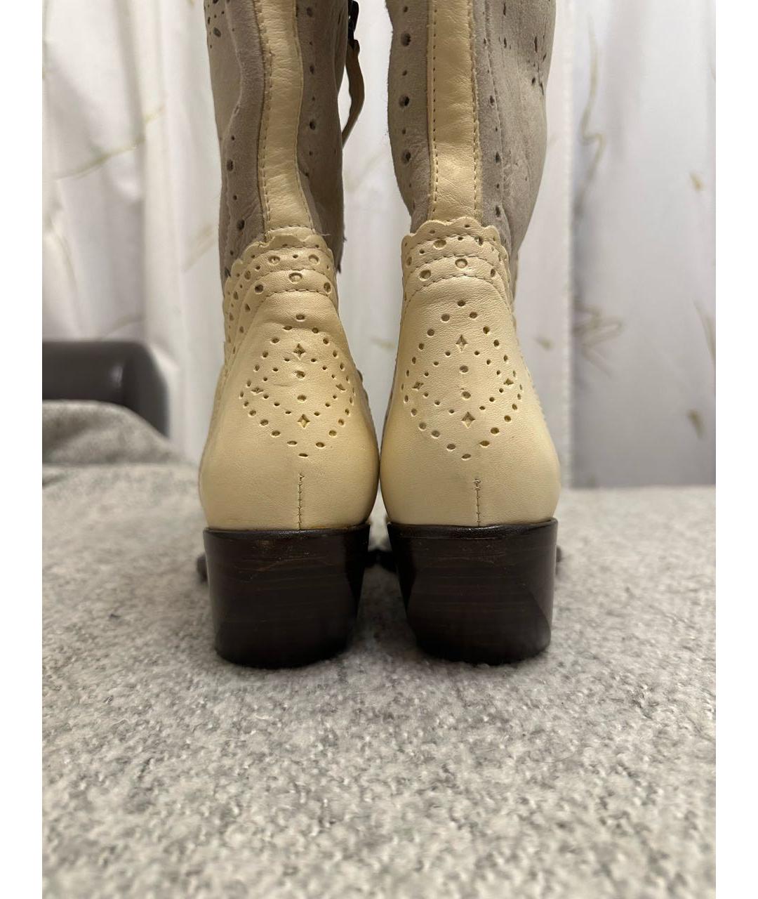 ERMANNO SCERVINO Бежевые кожаные сапоги, фото 4