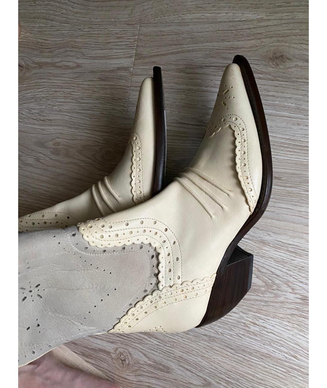 ERMANNO SCERVINO Бежевые кожаные сапоги, фото 7