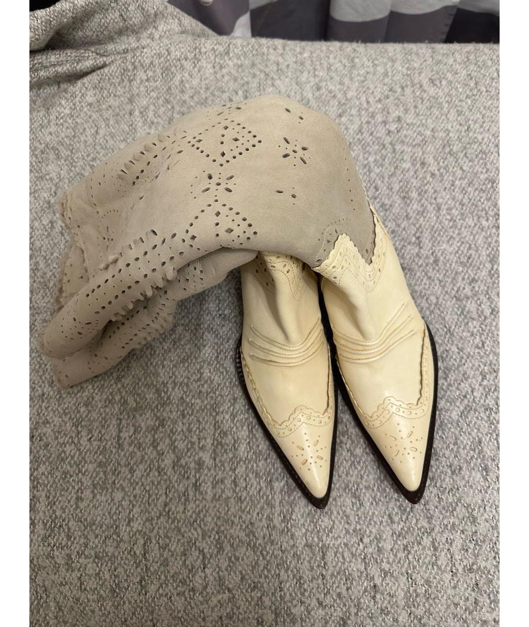 ERMANNO SCERVINO Бежевые кожаные сапоги, фото 2