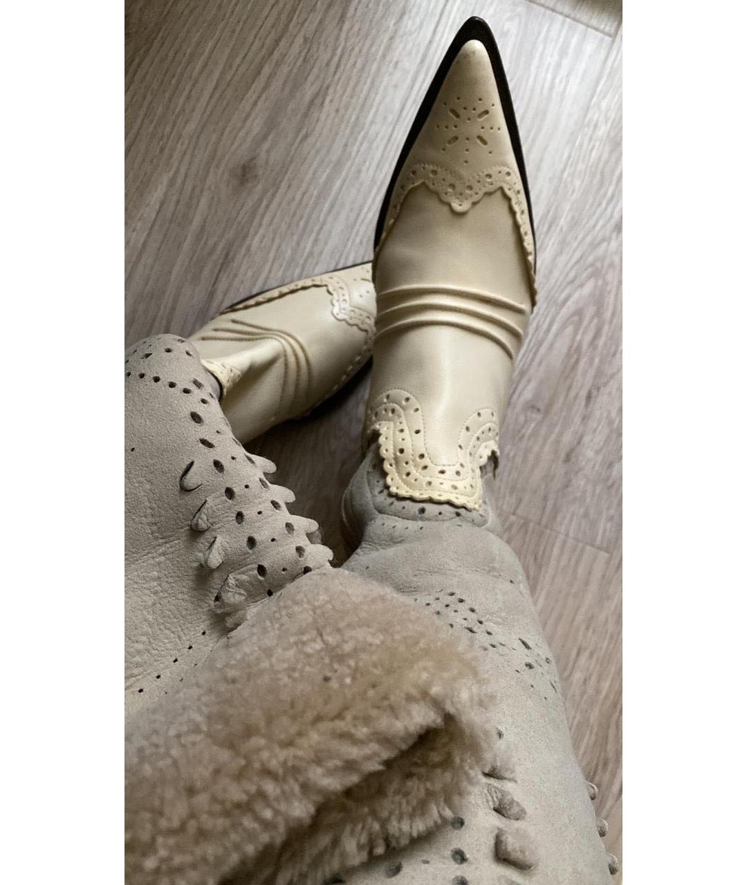 ERMANNO SCERVINO Бежевые кожаные сапоги, фото 5