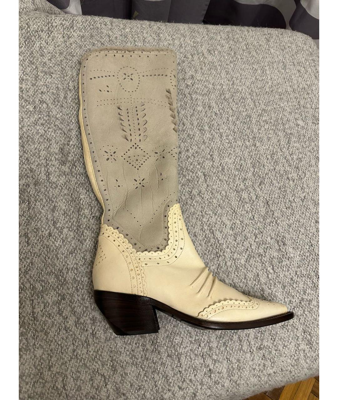 ERMANNO SCERVINO Бежевые кожаные сапоги, фото 8