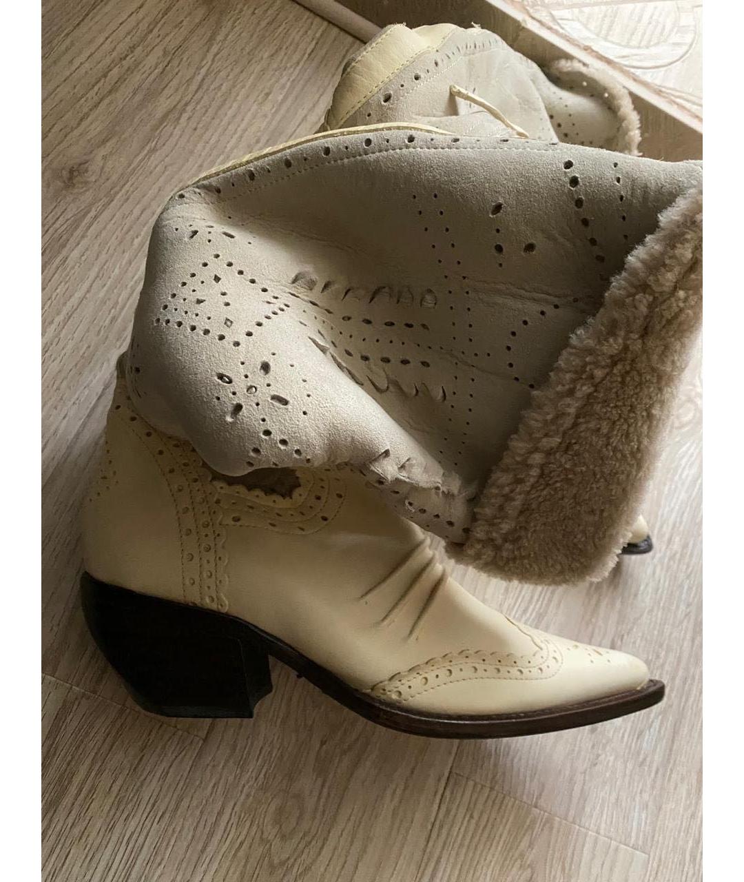 ERMANNO SCERVINO Бежевые кожаные сапоги, фото 6