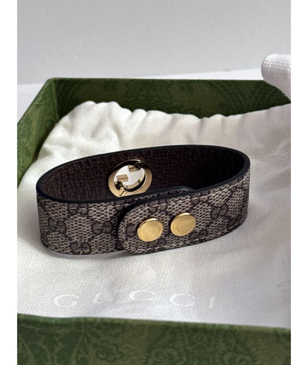 GUCCI Коричневый кожаный браслет, фото 3