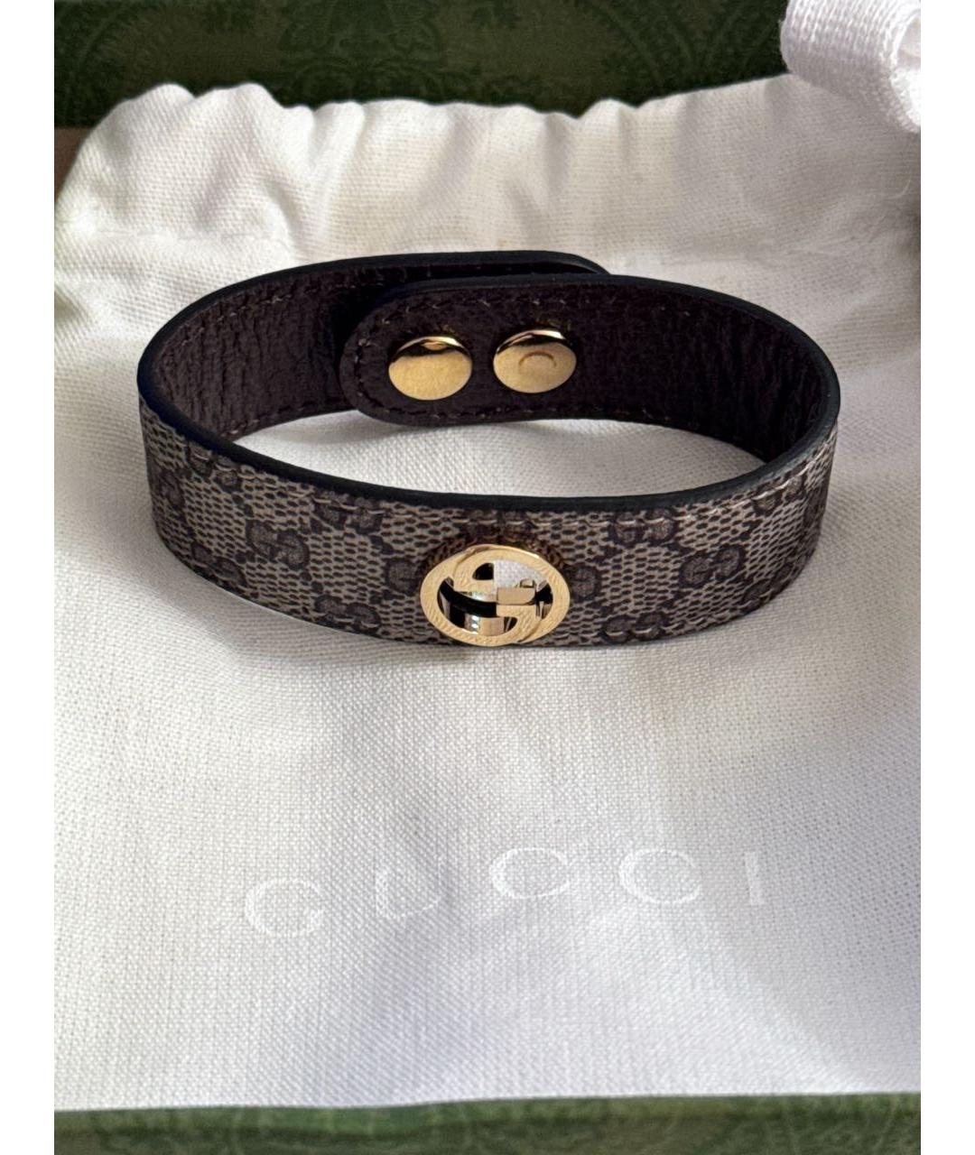 GUCCI Коричневый кожаный браслет, фото 4