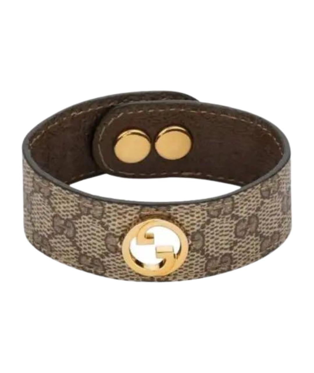 GUCCI Коричневый кожаный браслет, фото 1