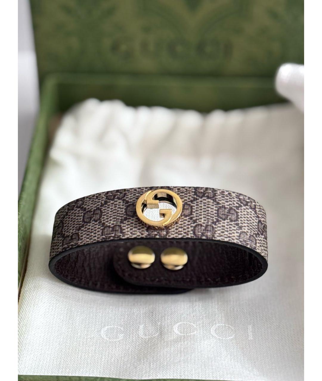 GUCCI Коричневый кожаный браслет, фото 2