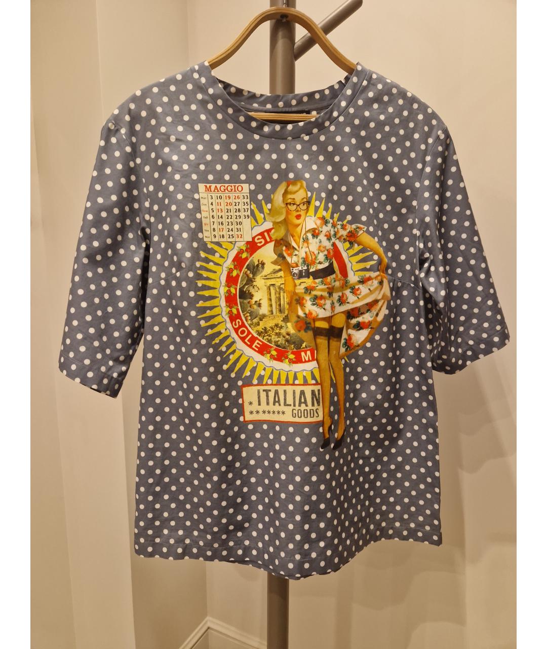 DOLCE&GABBANA Синяя хлопковая футболка, фото 5