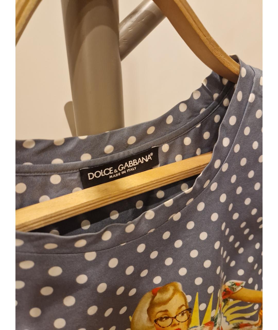 DOLCE&GABBANA Синяя хлопковая футболка, фото 3