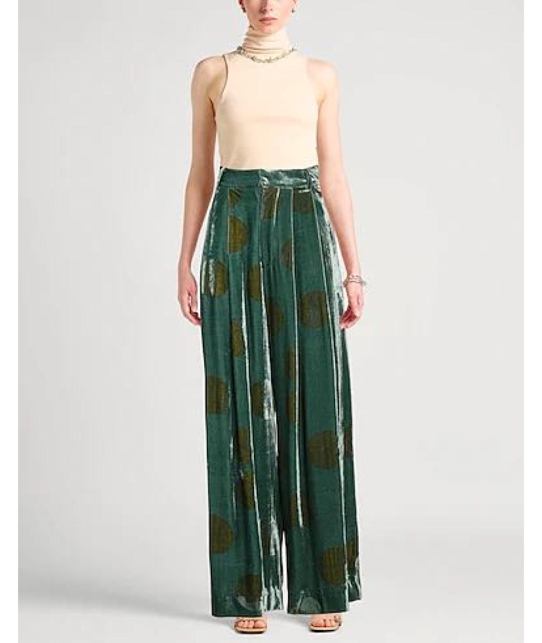 UMA WANG Зеленые вискозные прямые брюки, фото 2