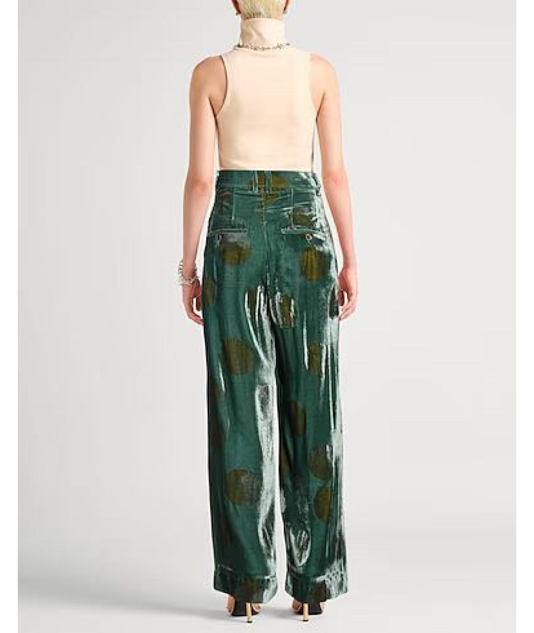 UMA WANG Зеленые вискозные прямые брюки, фото 3