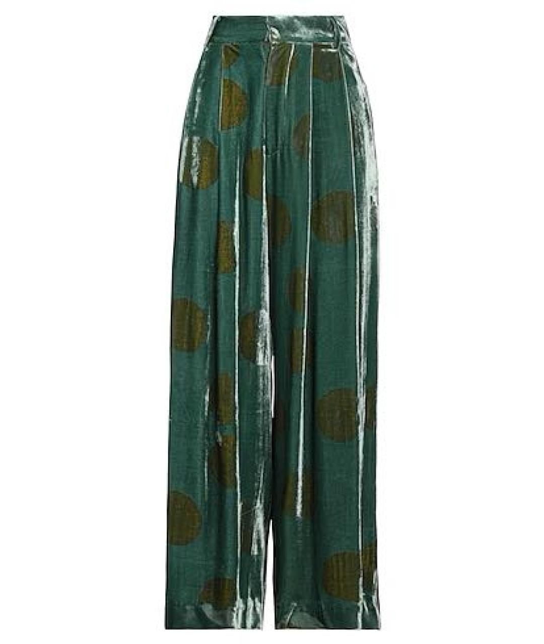 UMA WANG Зеленые вискозные прямые брюки, фото 1