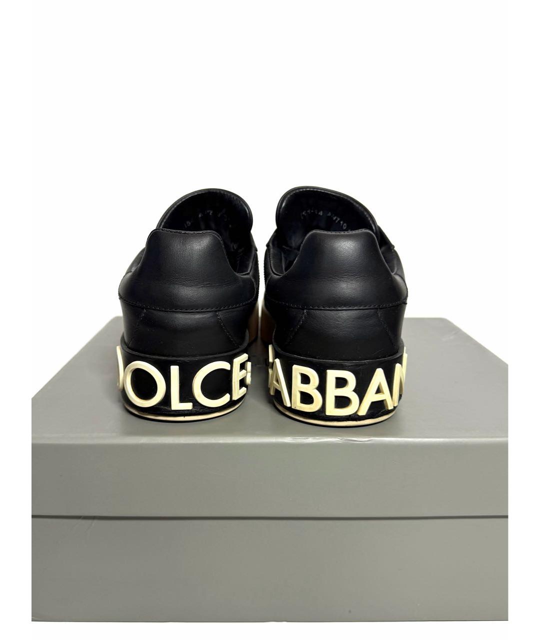 DOLCE&GABBANA Черные кожаные кеды, фото 4