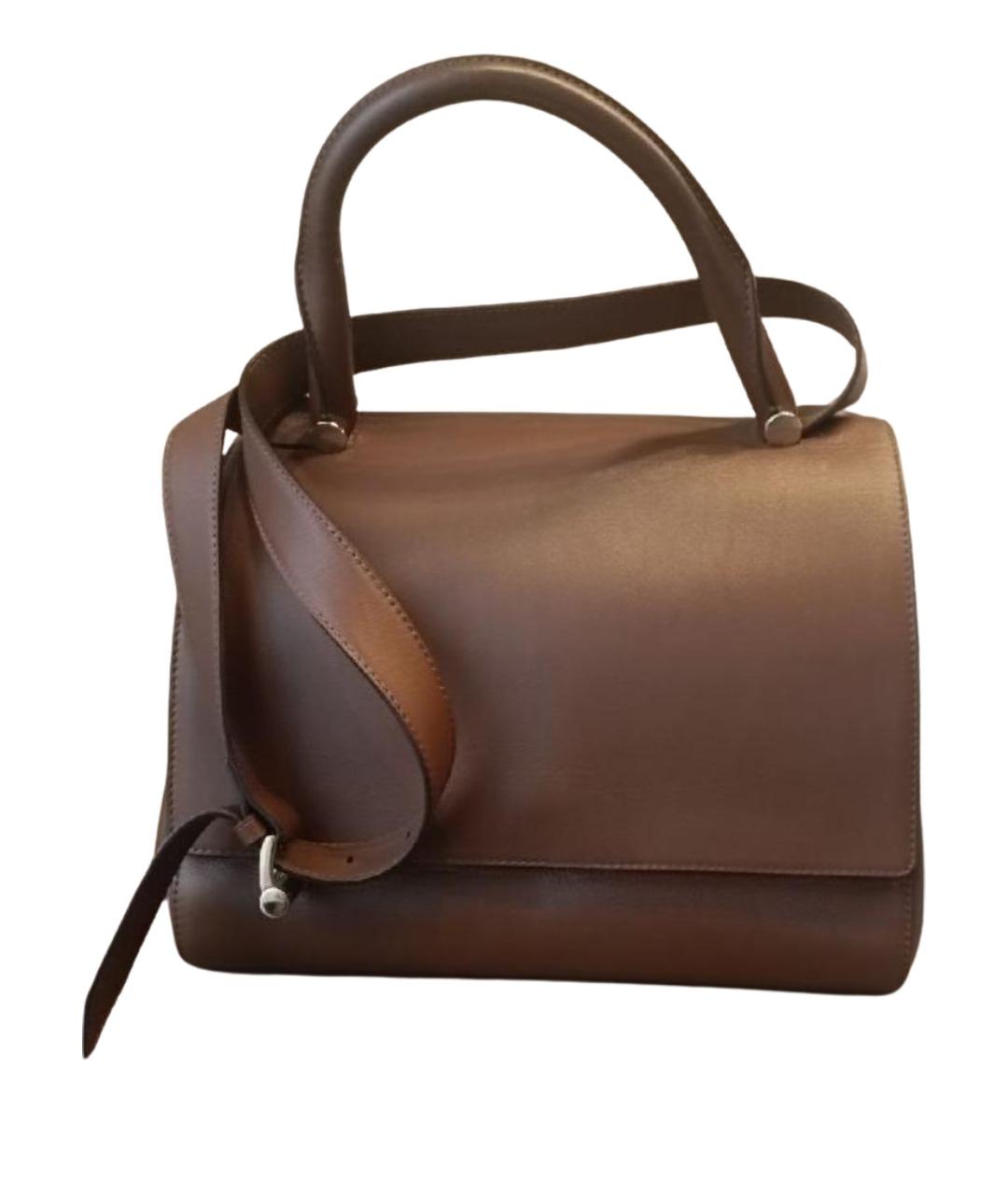MAX MARA Коричневая кожаная сумка с короткими ручками, фото 1