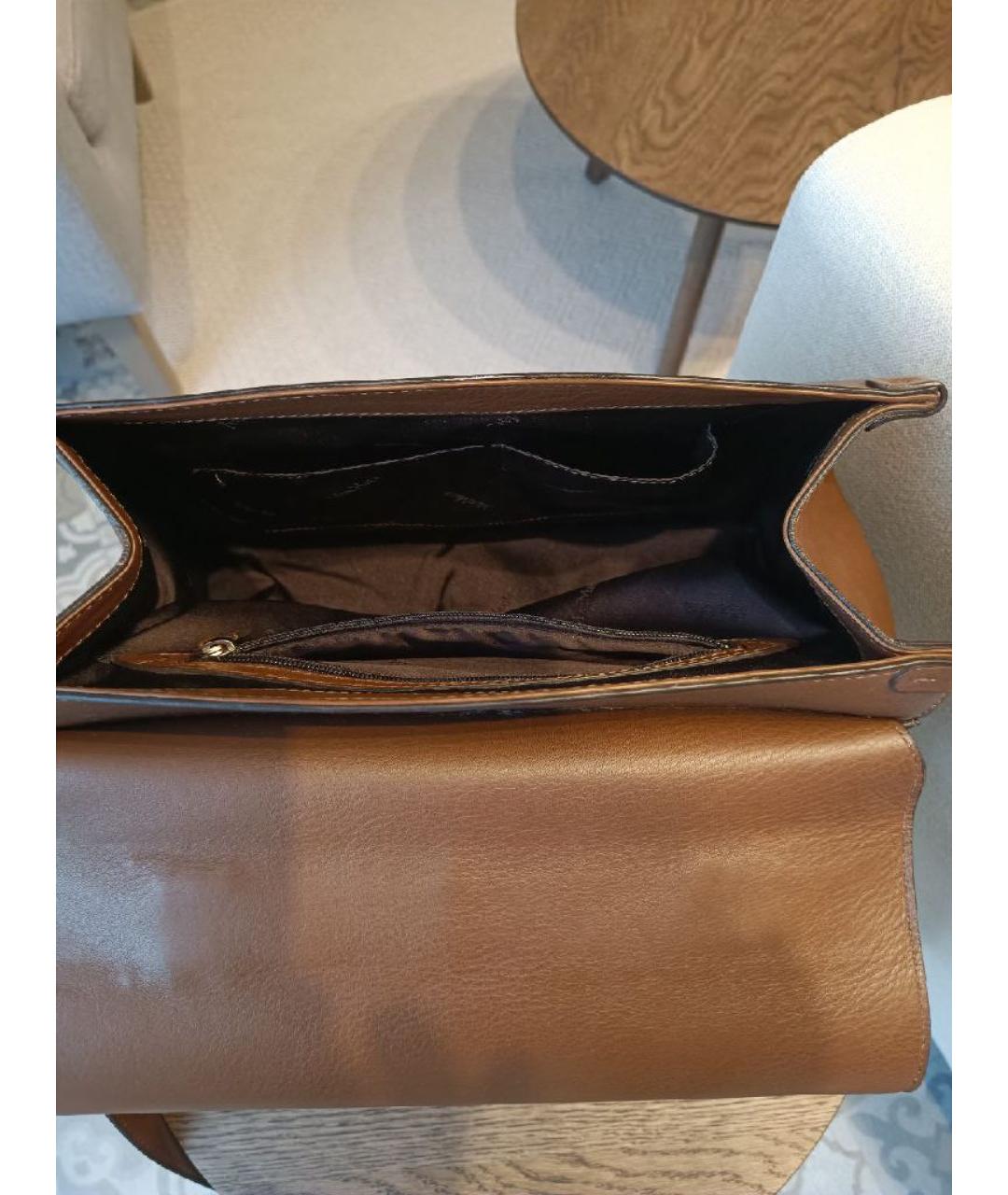 MAX MARA Коричневая кожаная сумка с короткими ручками, фото 4