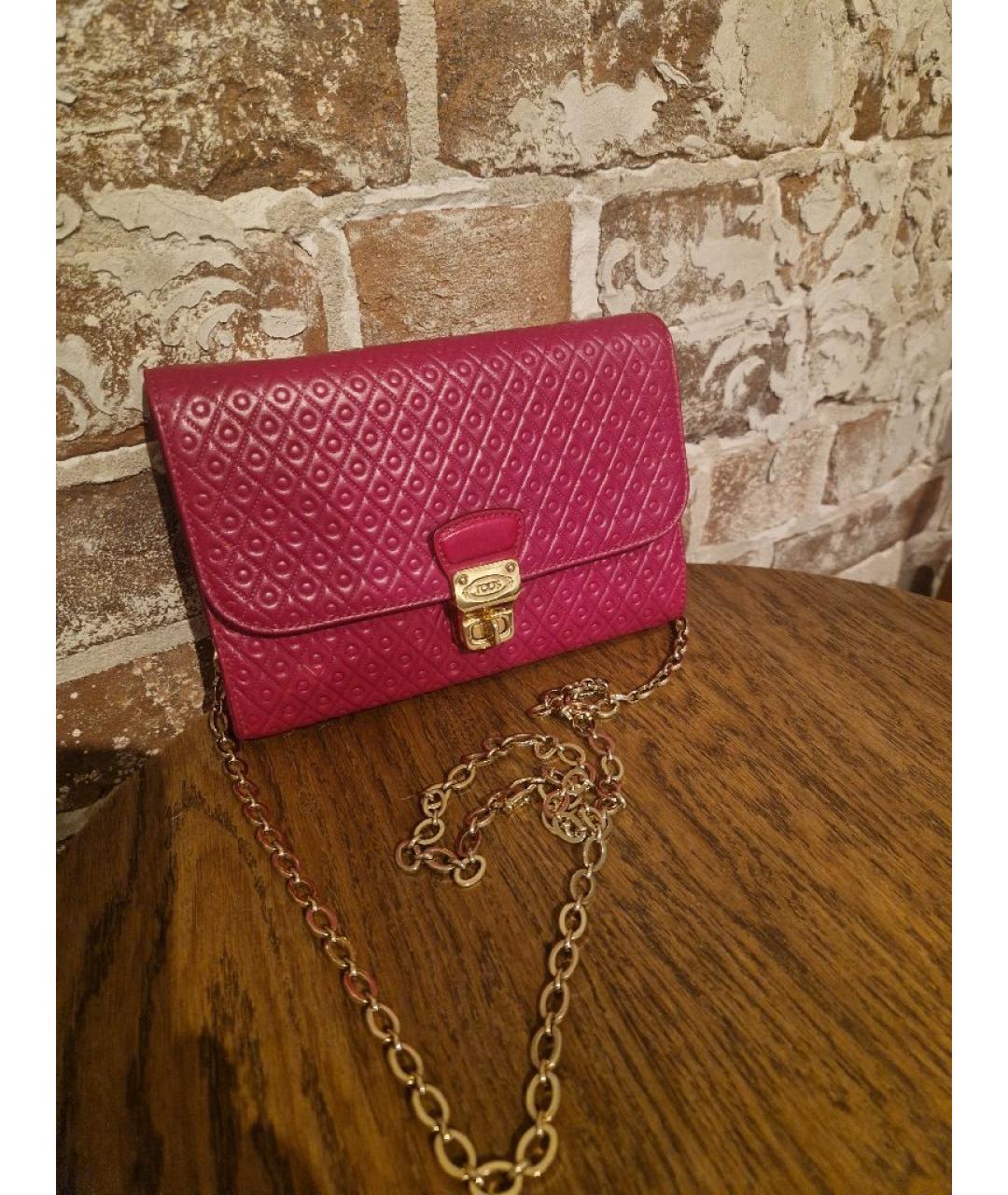 TOD'S Розовая кожаная сумка через плечо, фото 6