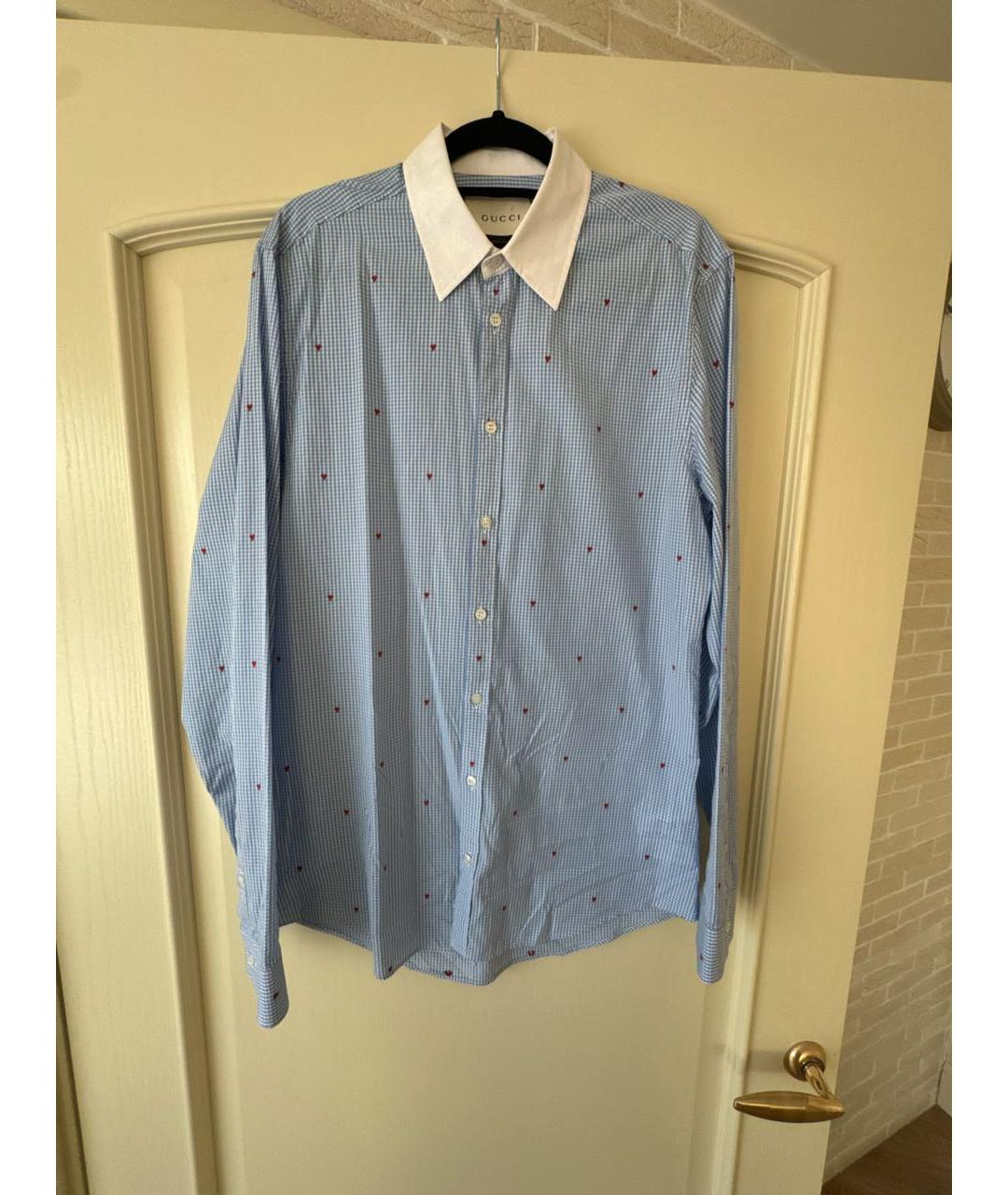 GUCCI Голубая хлопковая рубашка, фото 6