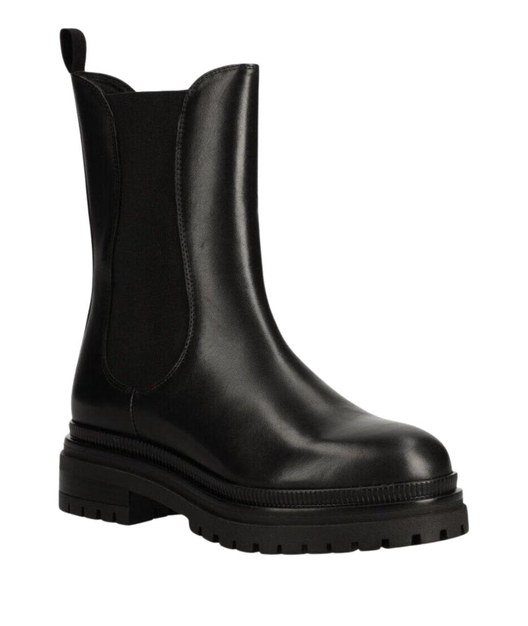 WEEKEND MAX MARA Черные кожаные ботинки, фото 1