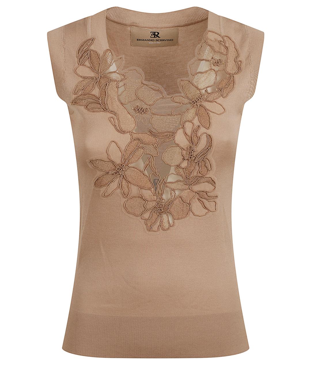 ERMANNO SCERVINO Бежевая хлопковая майка, фото 1