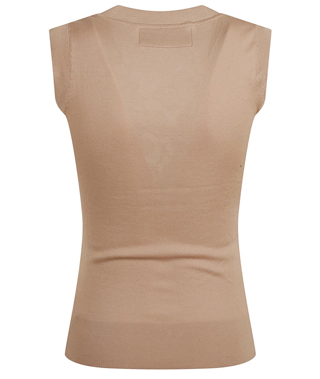 ERMANNO SCERVINO Бежевая хлопковая майка, фото 3