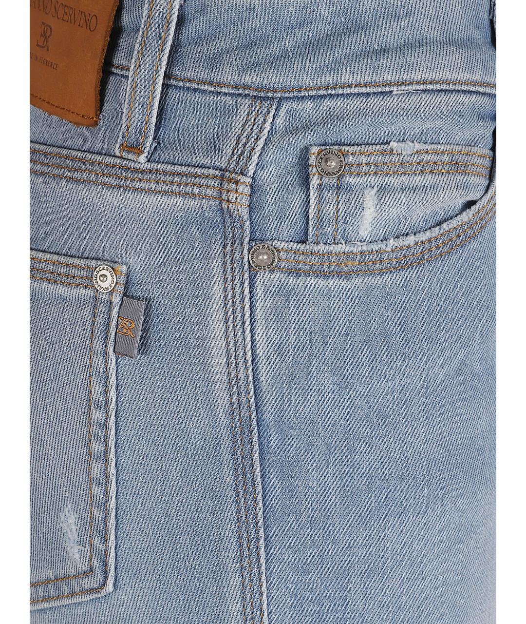 ERMANNO SCERVINO Голубые хлопко-эластановые джинсы слим, фото 2